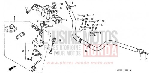 TUYAU DE GUIDON/PONT SUPERIEUR (CB750F2) CB750F2S de 1995